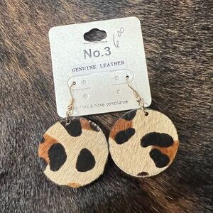 Source Unknown Genuine Leather Animal Print Earrings